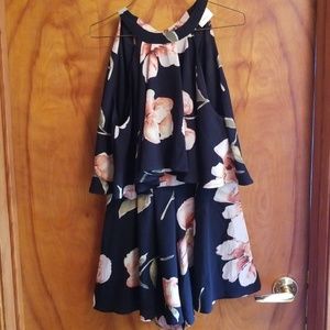 Black Floral Playsuit